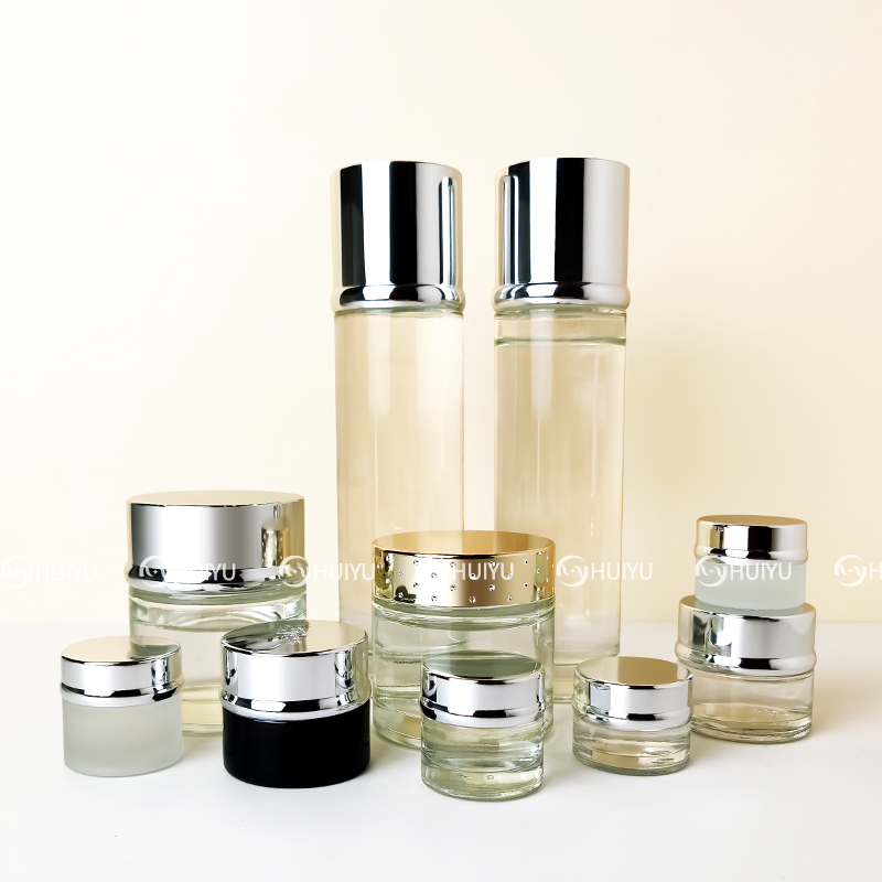 customized Clear glass cream bottle cream jar with lid HY-2393