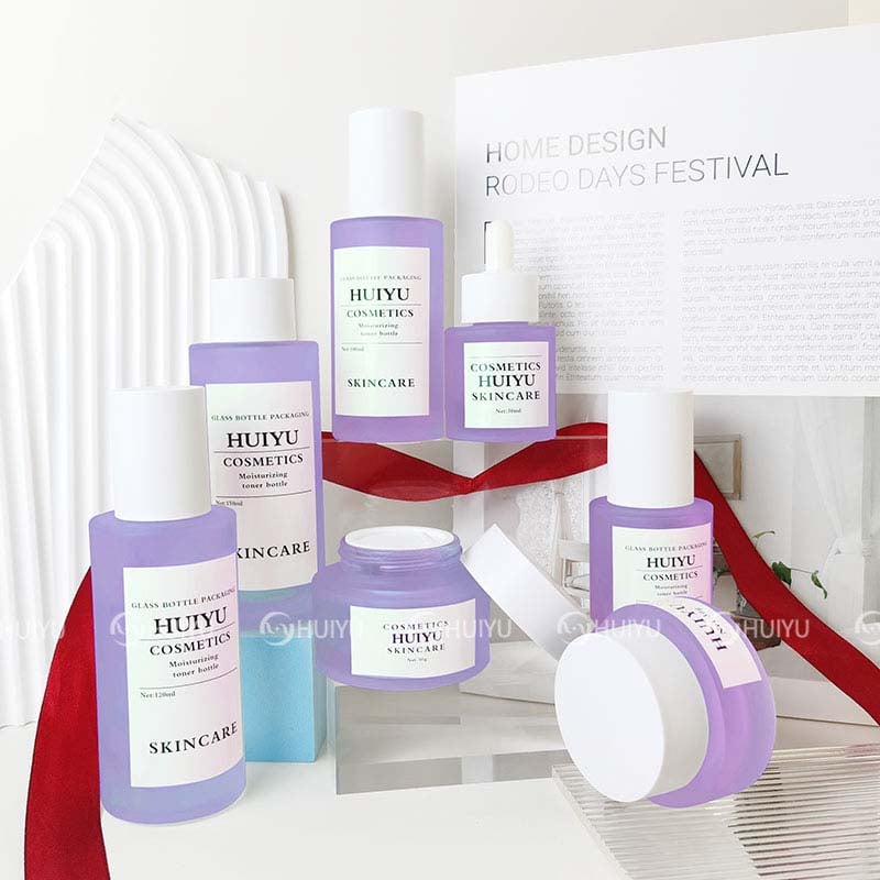 Luxury glass jars color frosted cosmetics black skincare packaging HY-2369