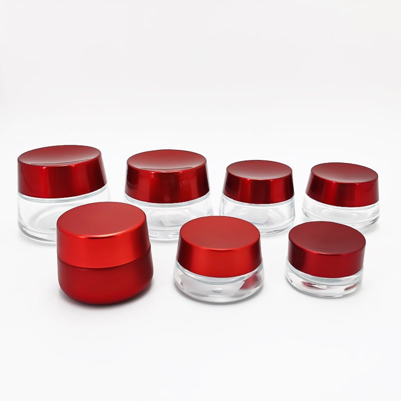 Clear Glass Cosmetic Jar With Abs/pp Leather Uv Coating Cap HY-1867