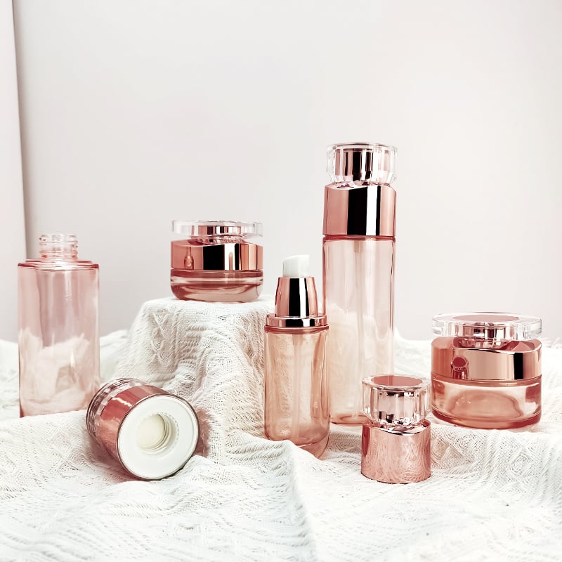 luxefull glasflakken foar cosmetics verpakking mei pompe crèmepot HY-2308