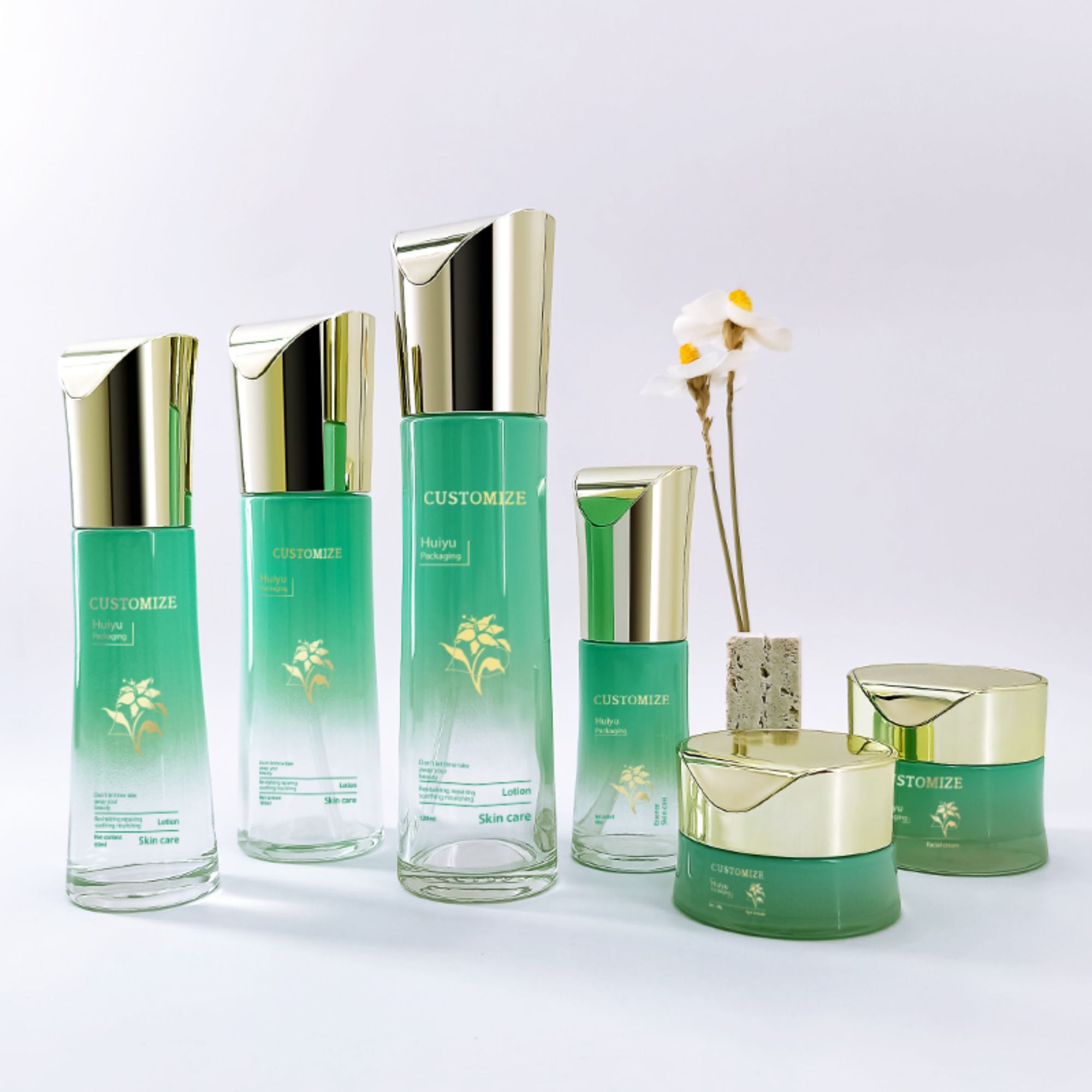 Stock Cosmetic Glass Cyan Storage Packing HY-2315