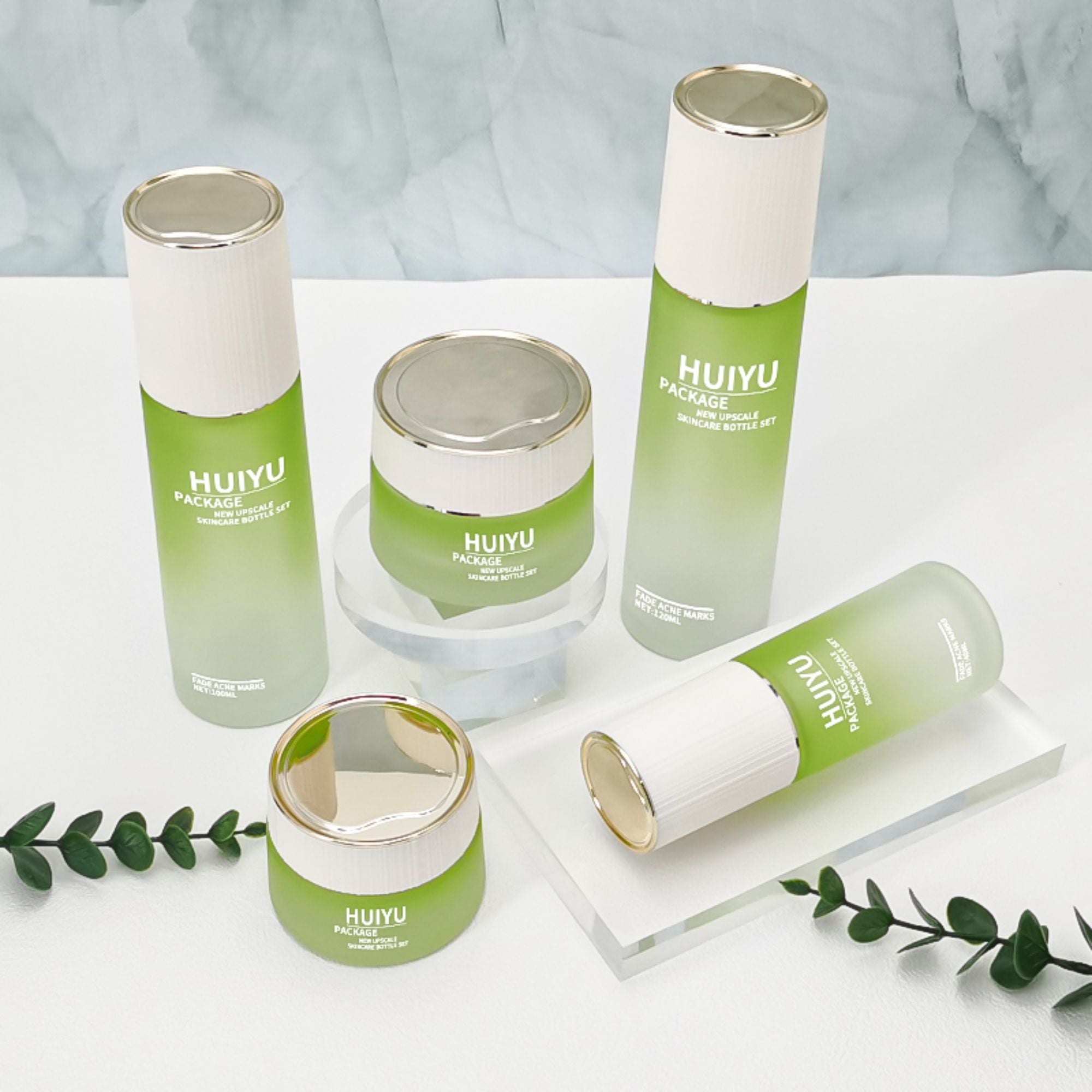 lotion pump glass bottle skincare packaging set HY-2398
