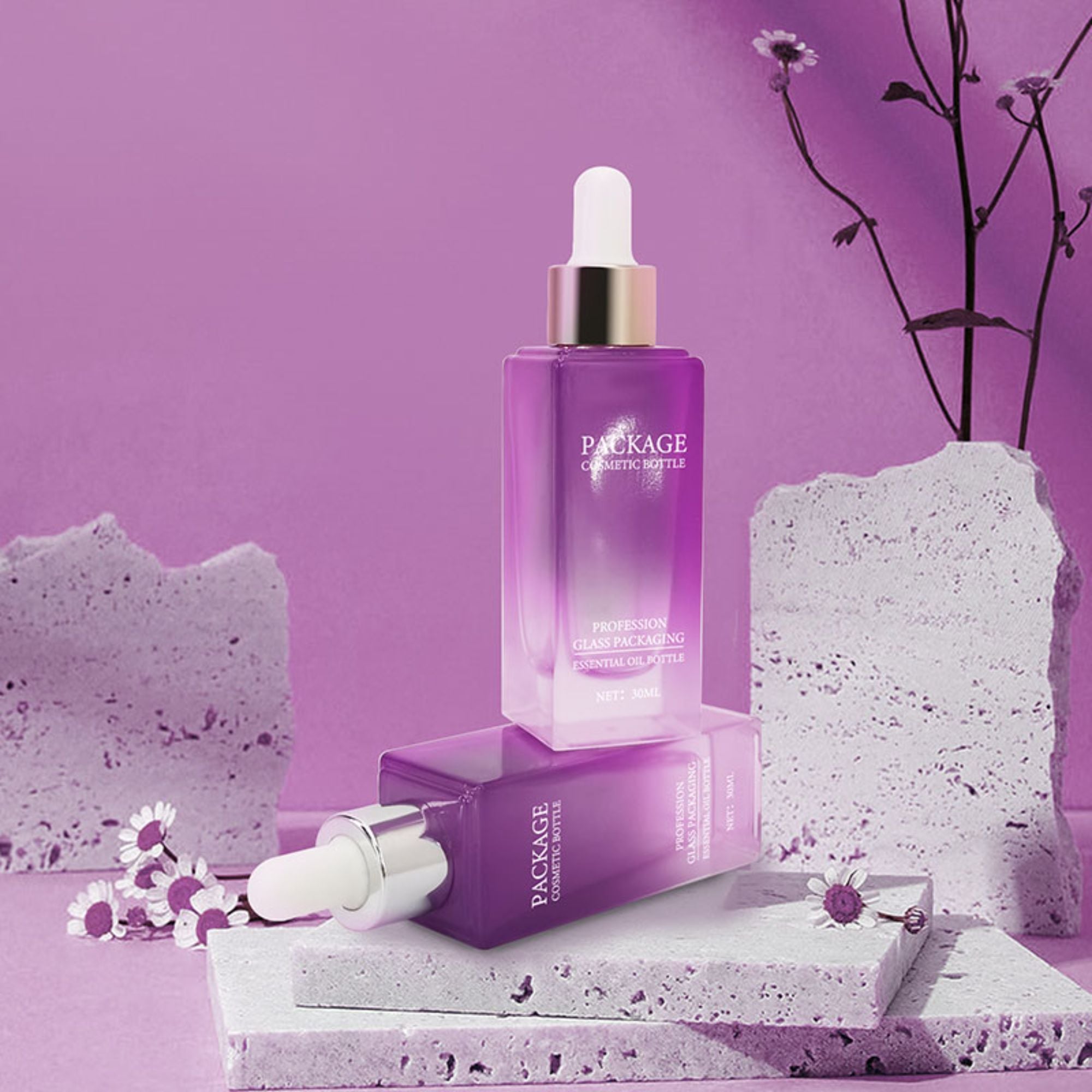 Cosmetic Spray Bottle 30ML Charm Purple/Gradient Dropper essence bottle HY-041