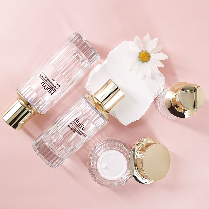 Hot selling product emulsion bottle face cream jar cosmetic set HY-2395