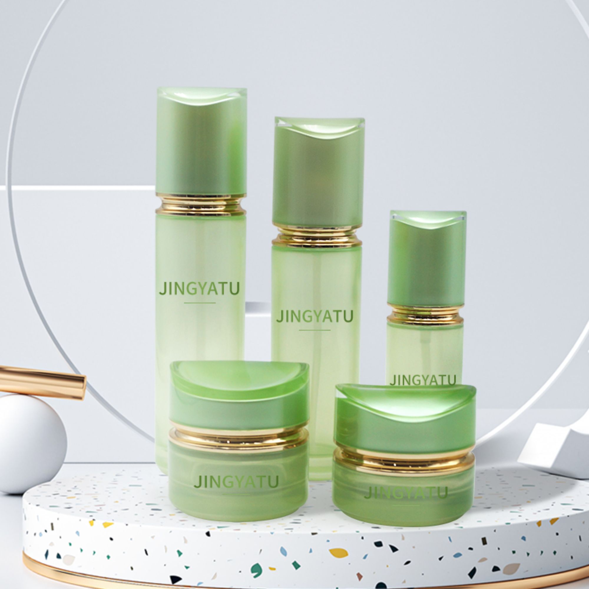 Cosmetic Oblique shoulder Screw Lid Glass Bottle empty HY-2380