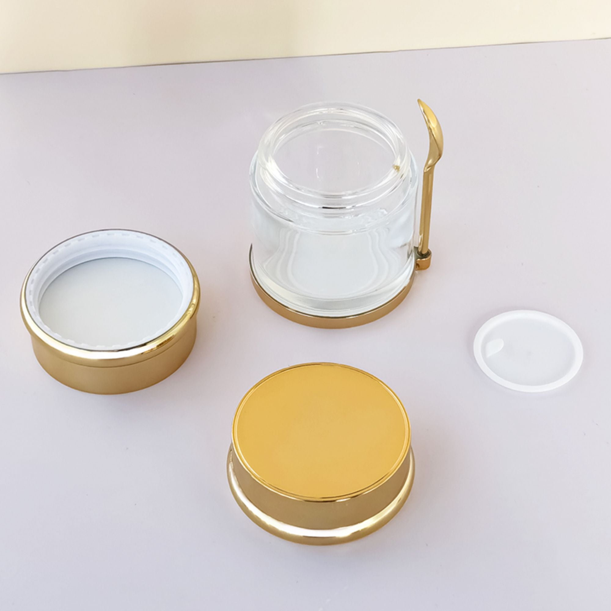 Oval Cosmetic Jar Glass container With spoon HY-1835