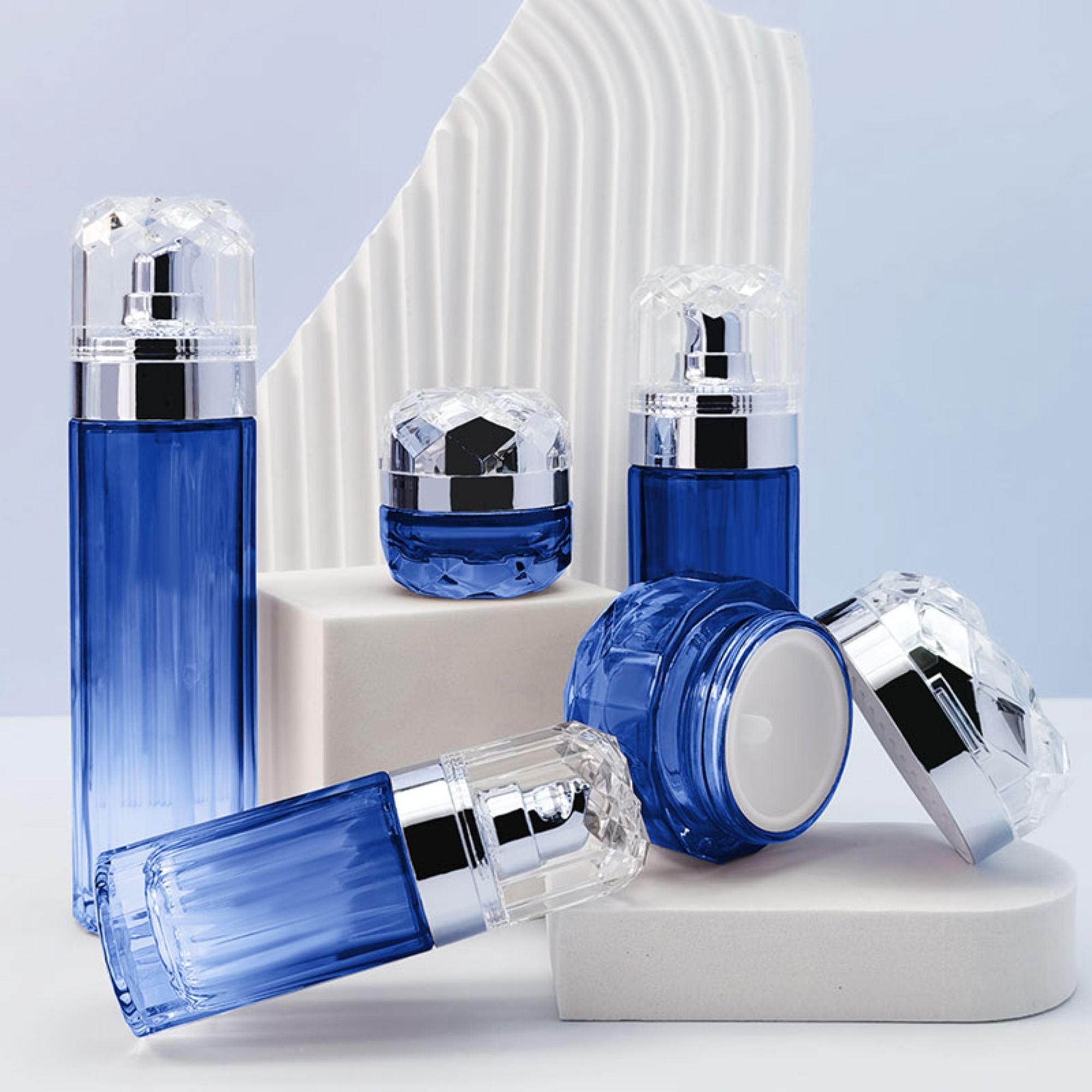 Rund tom skinhåndtering glas sprayflaskoskosmetikpakning med pumpe HY-2366
