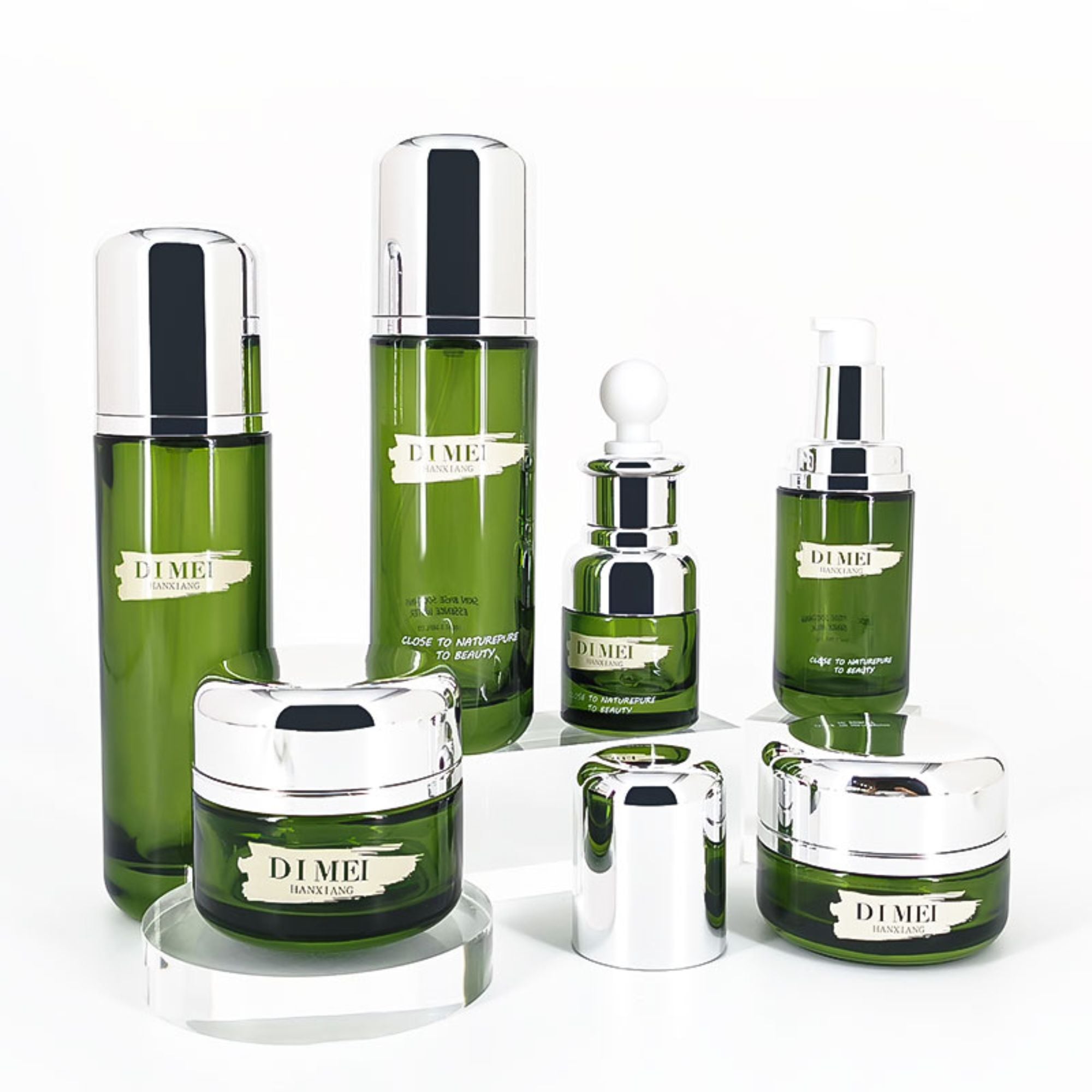 Custom Round capsule style lotion Skincare packaging set HY-2335