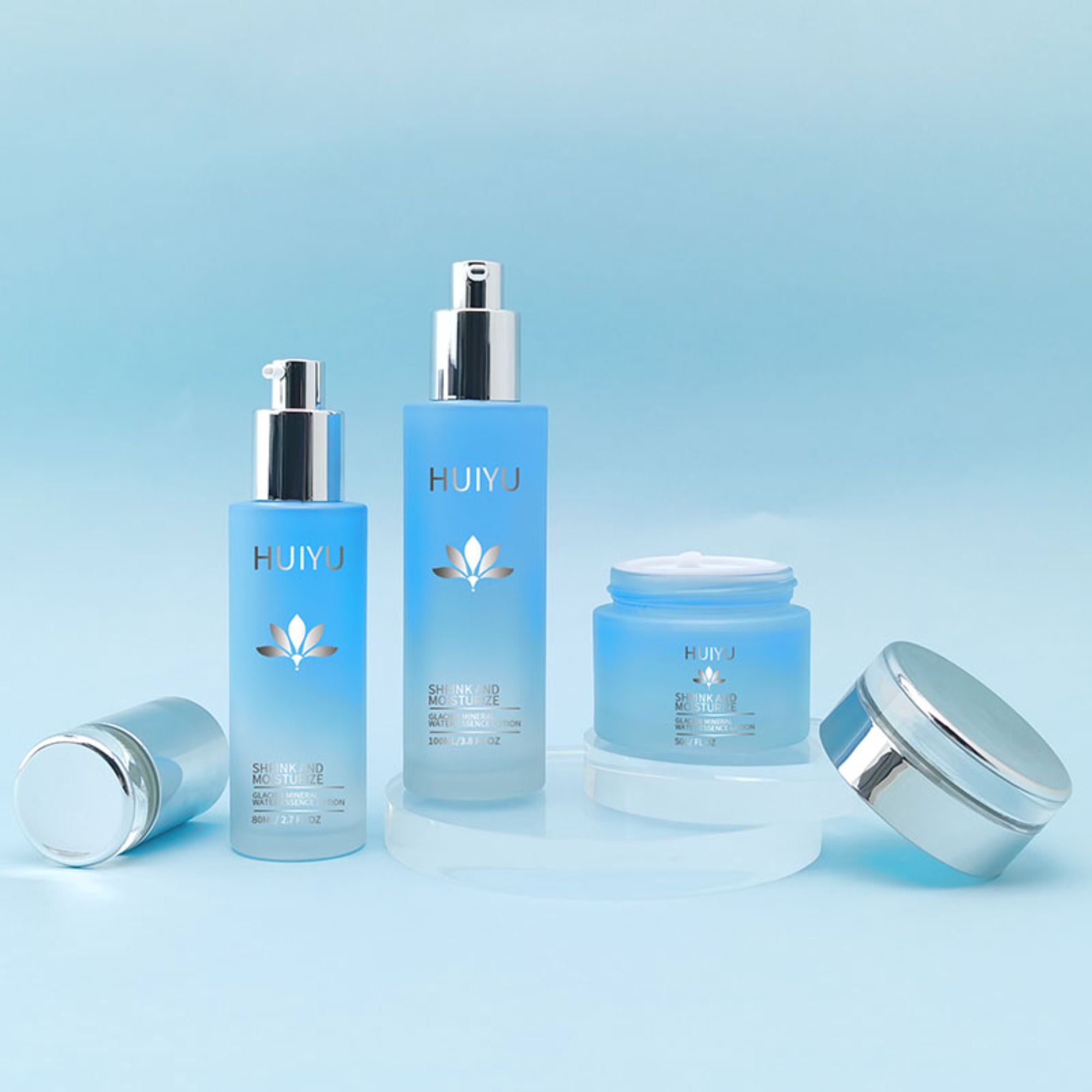 Luxus Hautpflege Glas Sprayflasche mit Silberpumpe HY-2309