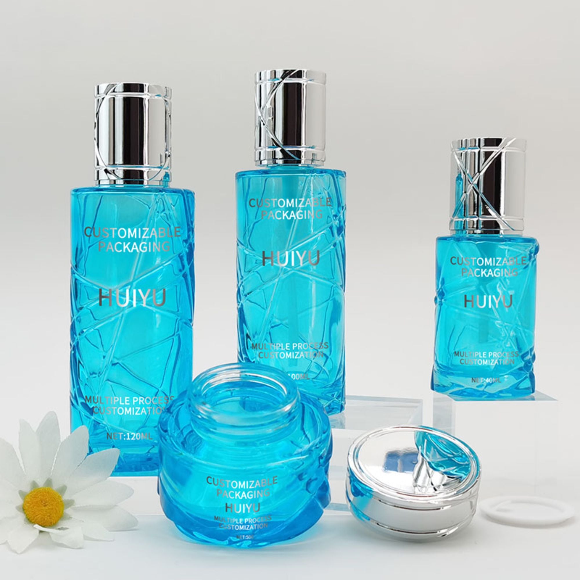 Customized Advanced ice Clear Color Glass Jar Set HY-2389
