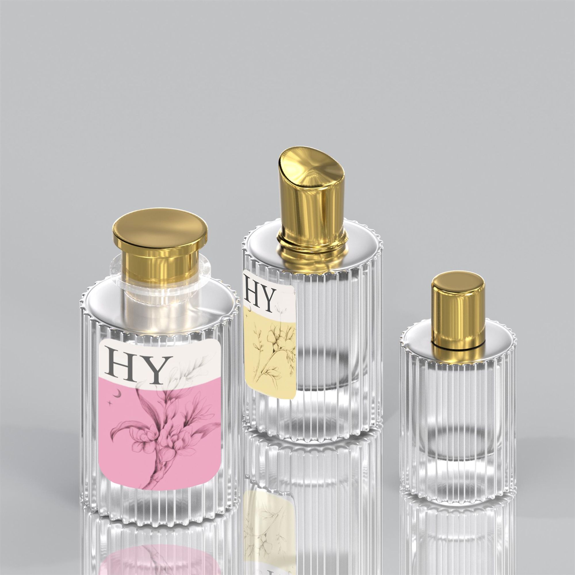 Wholesale 50ml Round Glossy Clear Glass Perfume Bottle with Cap HY-P302