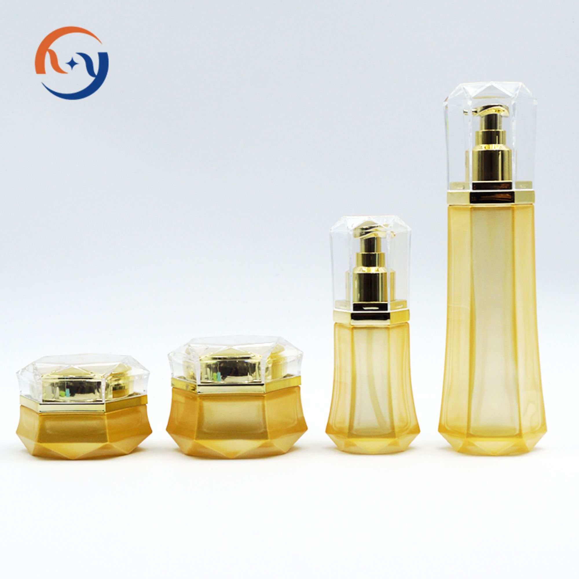 Seshoekige Gele Verpakkingfles huidversorging HY-2378
