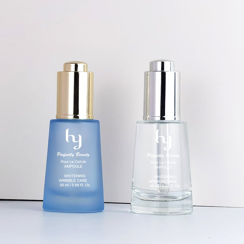 Kegelförmig gerufts Blau Druckpumpdropper essentielle Ólfläsche HY-97419