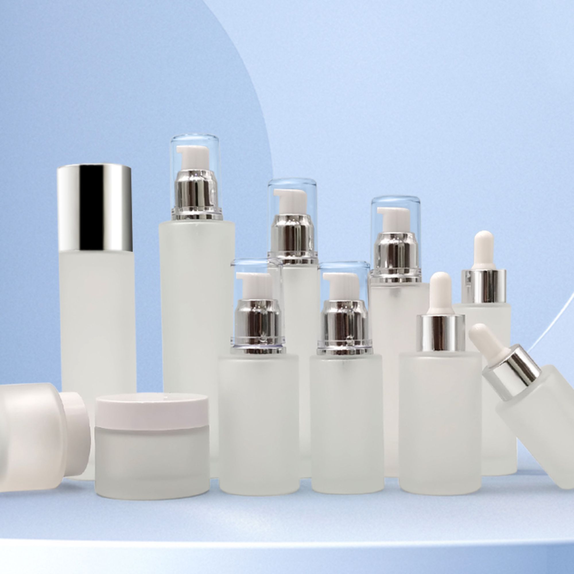 In stock straight simple glass bottle set HY-2383