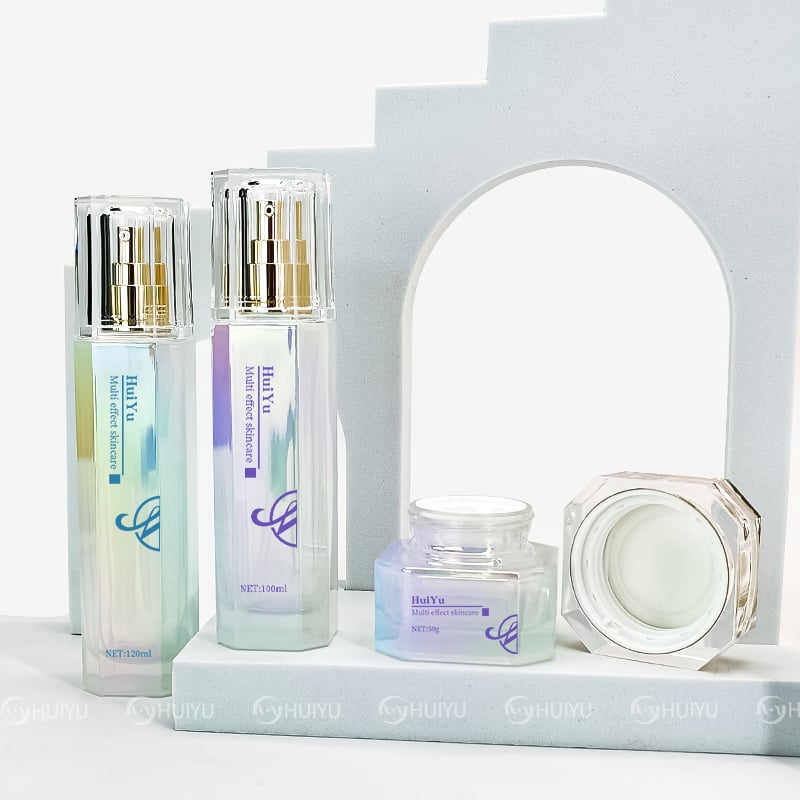 Gradient Acrylic/glass bottle toner skincare jar set HY-2400