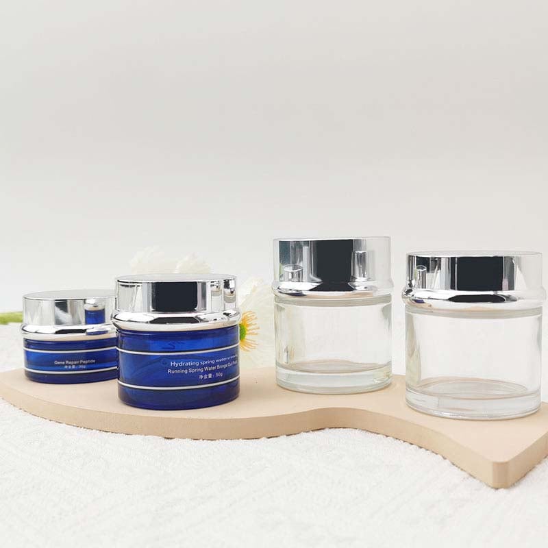 Oval Cosmetic Jar Glass container With spoon HY-1835