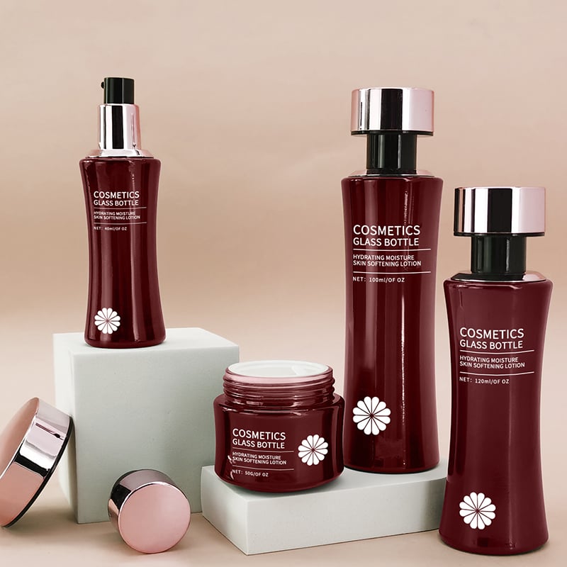 Full cover pressing lotion glass bottle with unique shape thorns on the bottle body HY-2406