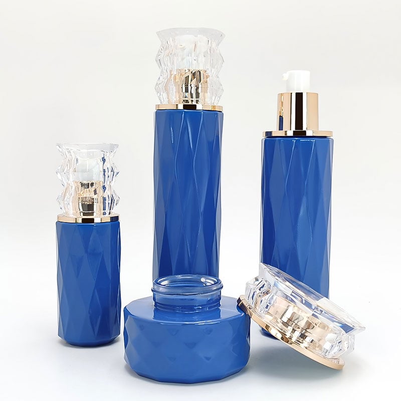 Haute couture lotion bottle Blue Set Glass Sample Cosmetic Packaging HY-2412