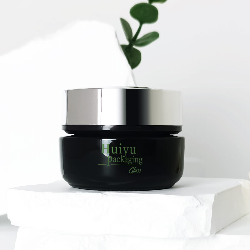 Custom Mataas na Klase Private Label Itim Round Pump Skincare Botilya Set HY-2411