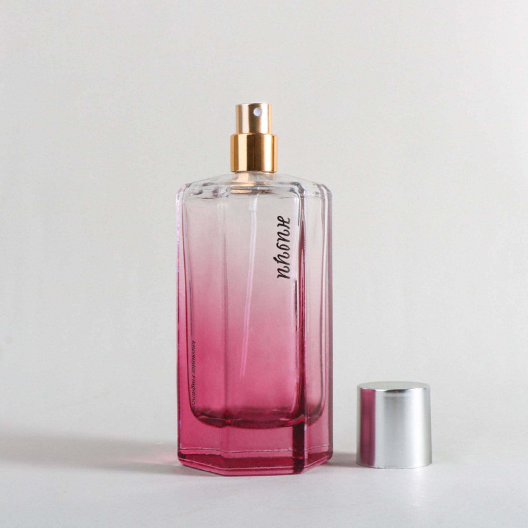 Fashion design polygonal glass perfume washing spray packaging container HY-203
