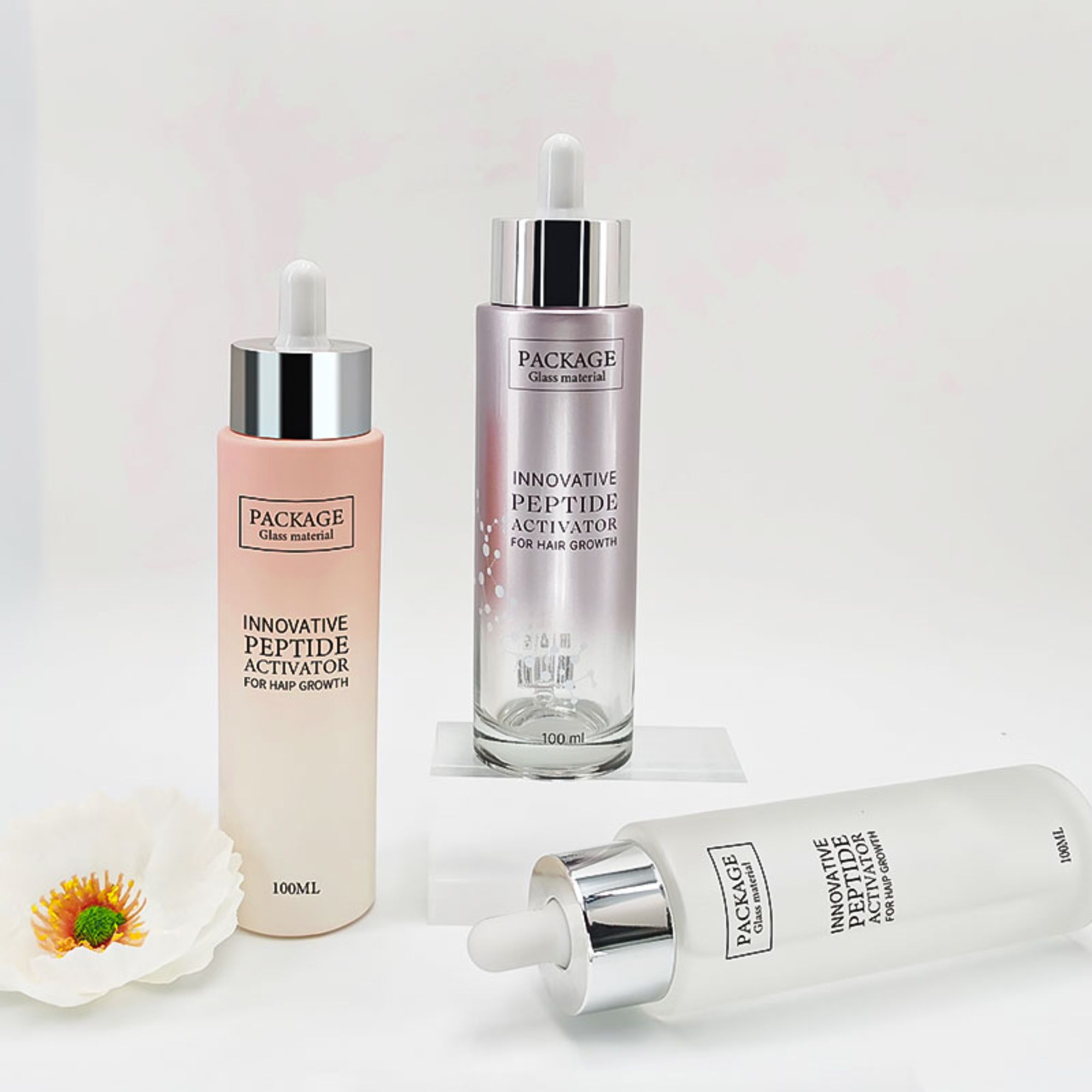 In stock straight simple glass bottle set HY-2383