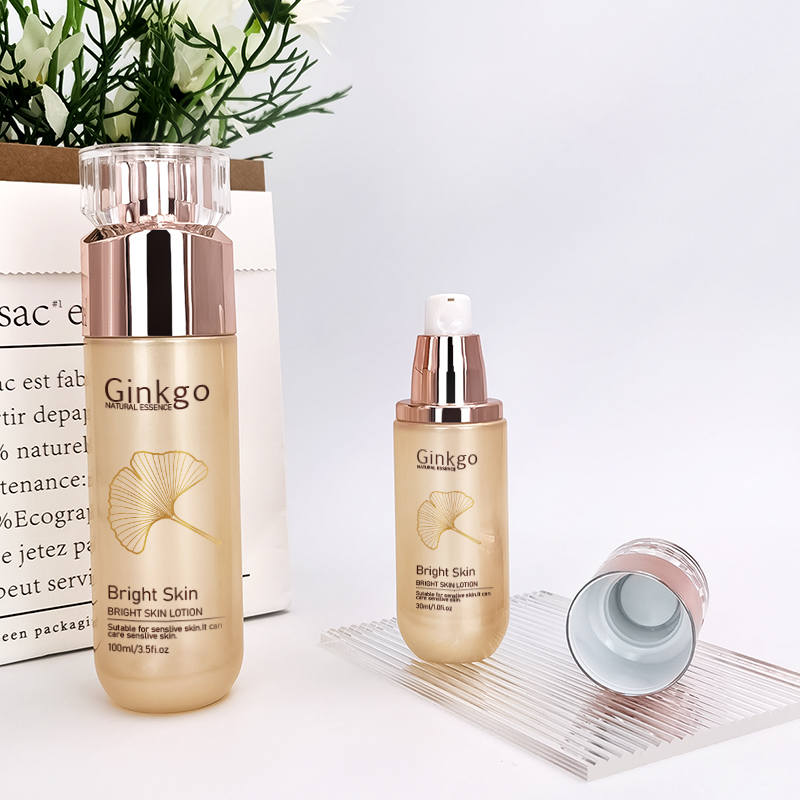 luxefull glasflakken foar cosmetics verpakking mei pompe crèmepot HY-2308