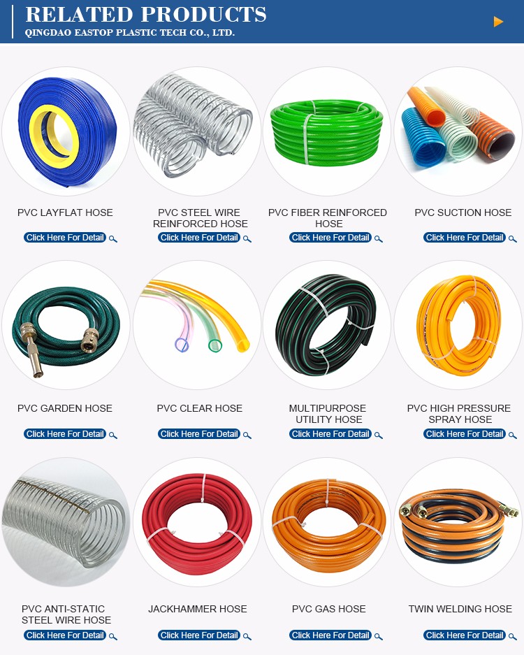 PVC Garden Water Hose Pipe With Connector Reel 4 6 8 10 bar Plastic Discharge Hose Flexible Conduit Tube Customized Color Size factory
