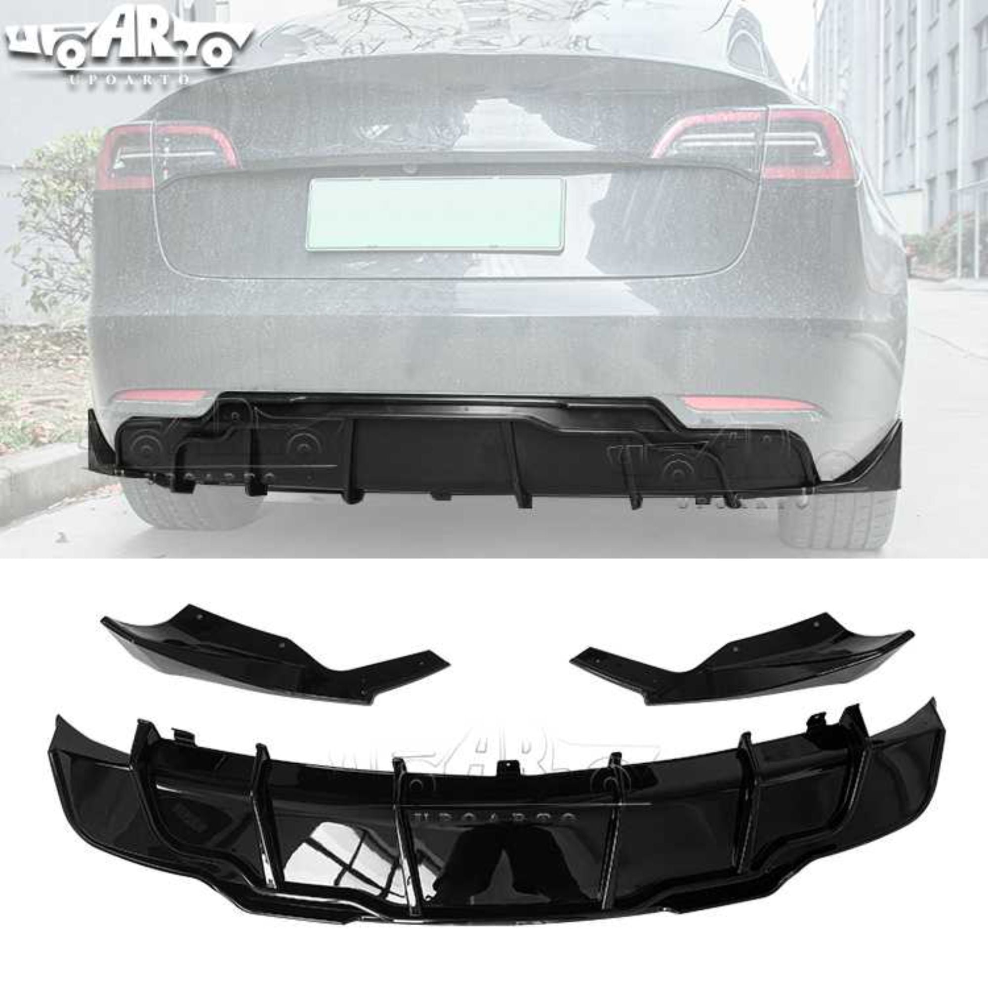 AR-Tesla-010 سبک AERO لیپ پشت بامپر دیفیوزر برای تسلا مدل 3 2017-2022