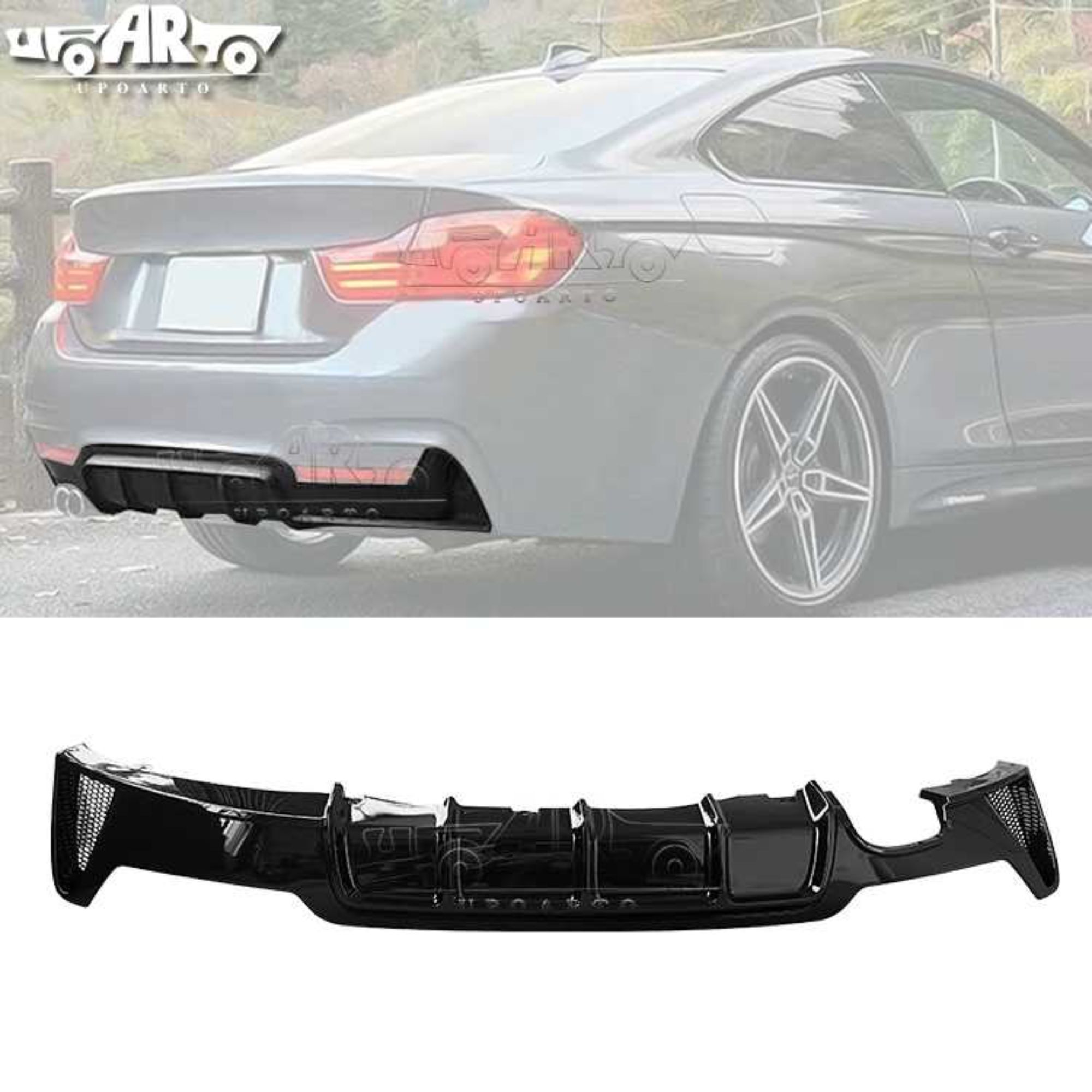 AR-BMW-0248 MP Style Left 2 Exhaust Pipes Rear Lip for BMW 4 Series F32 F33 F36 2014-2020