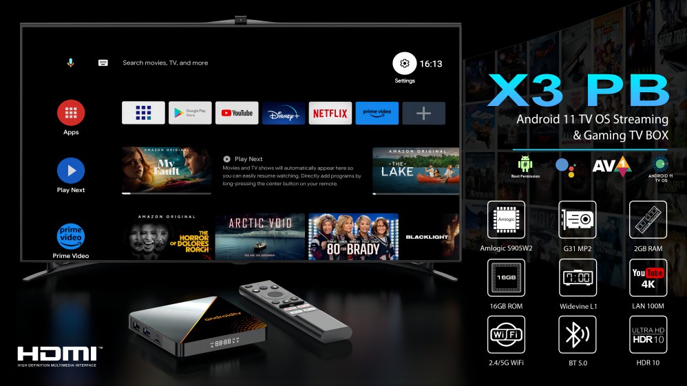 Elebao X3PB Amlogic S905W2 Android 11 TV Box Dual Band Wifi AV1 with Bluetooth Remote Elebao X3PB Amlogic S905W2 Android 11 TV Box Dual Band Wifi AV1 with Bluetooth Remote