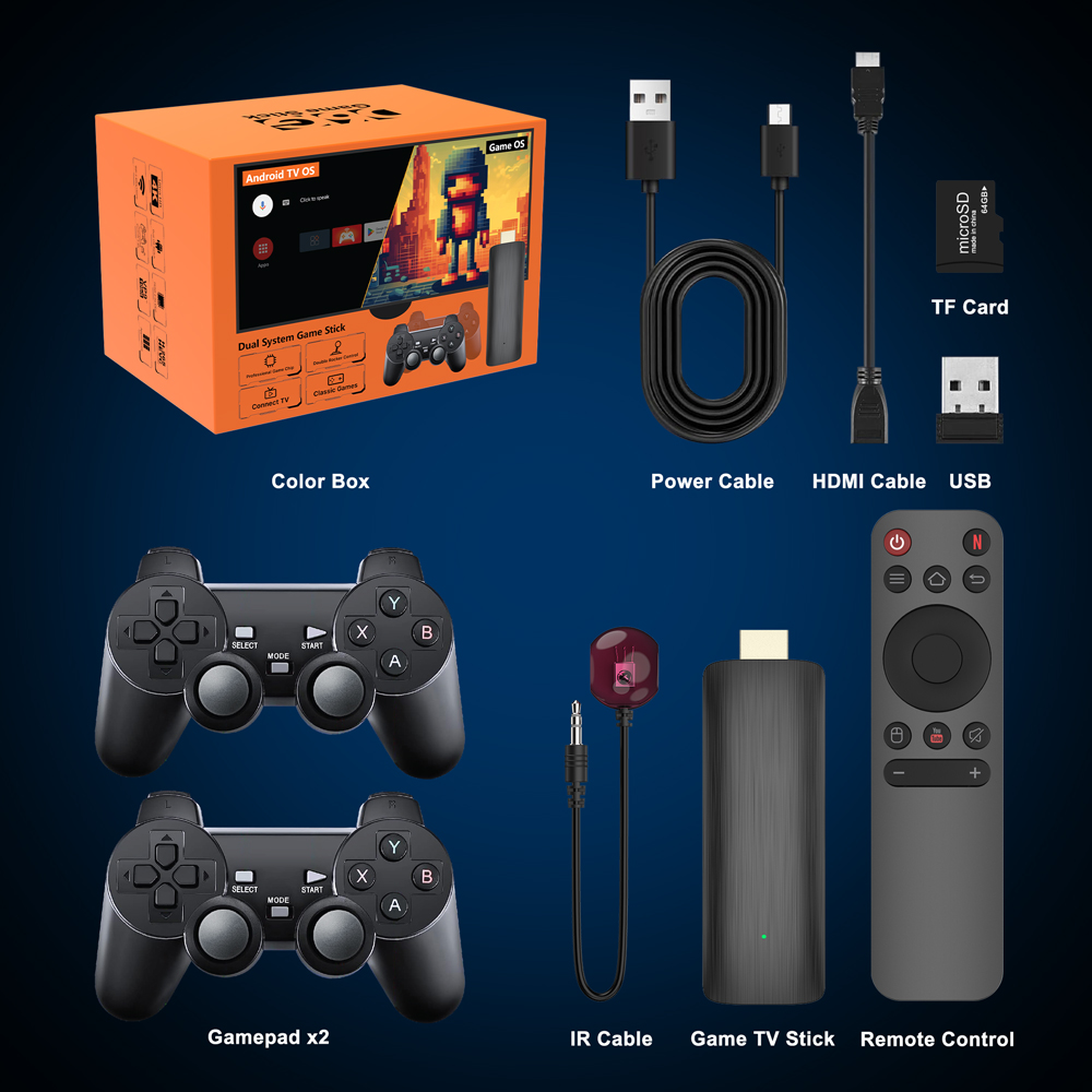 ELEBAO D6G Retro Game TV stick 64GB 10000 game X2 lite juegos gamepad video 4K game stick factory