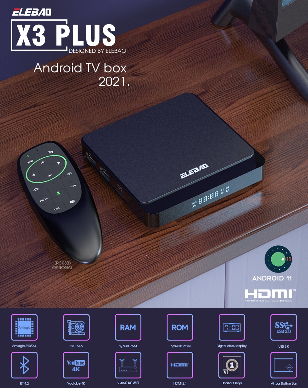 2022 New design Gigabit lan 8K Android 11 Streaming OTT Box Quad-core S905X4 Set Top Box supplier