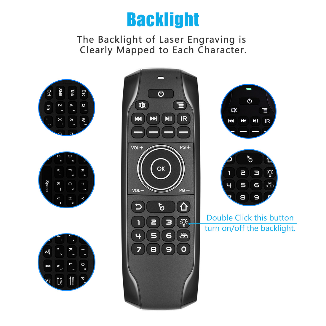 Super fashion patent design unique G7 Win 10 AIR MOUSE with backlight support motion game mini keyboard turn off the display details