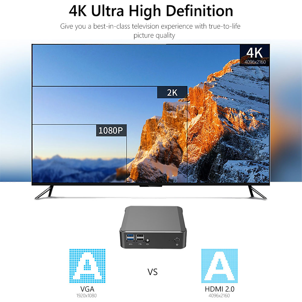 CK01 Intel 8th Core i3 i5 i7 DDR4 2.5 Inch HDD/SSD BT4.2 2.4/5.8G WiFi USB HDMI DP 4K 60fps  Win10 Ubuntu Linux Mini PC factory