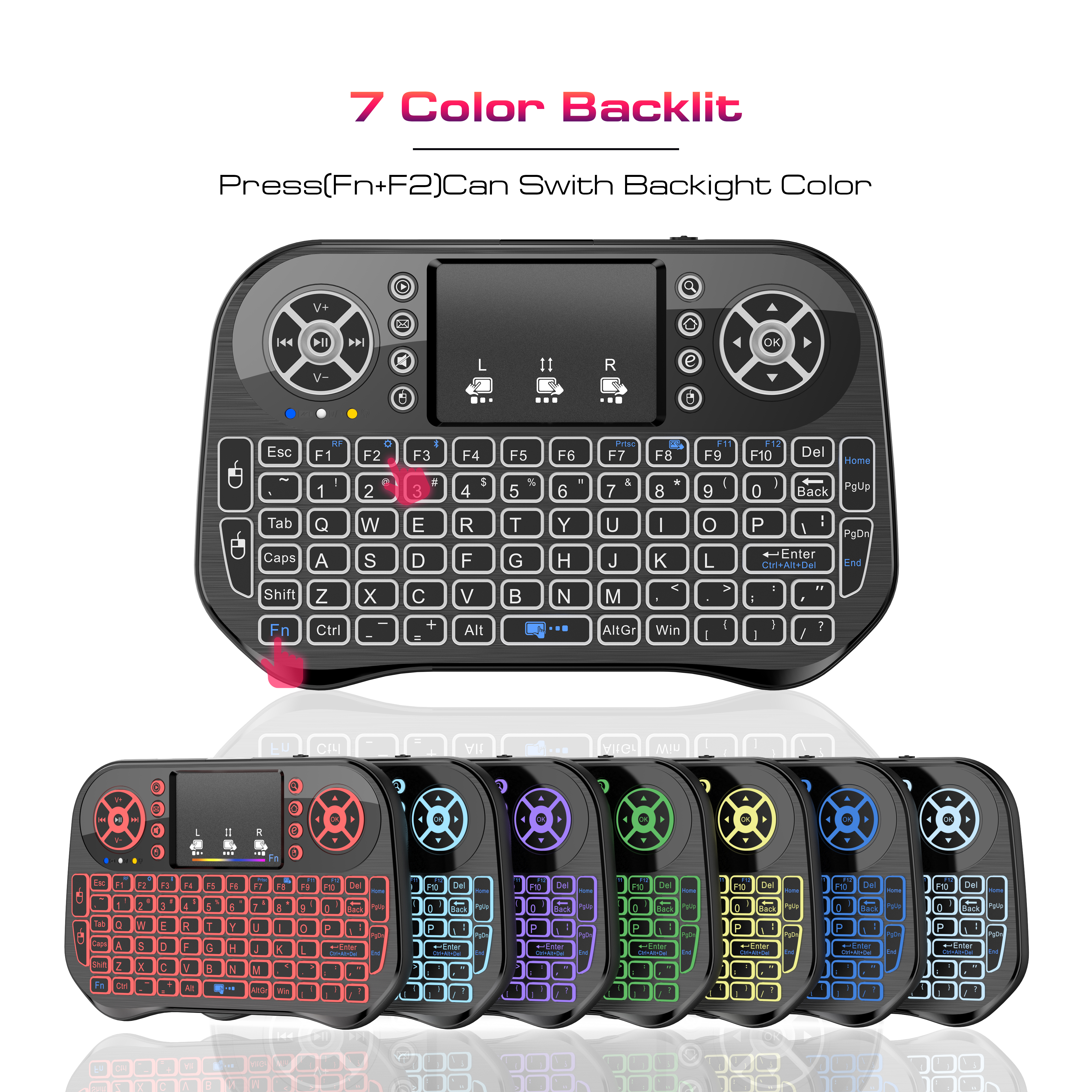 OEM 2.4G Wireless mini smart  remote RGB backlit keyboard i10 Air Mouse keyboard for TV Box