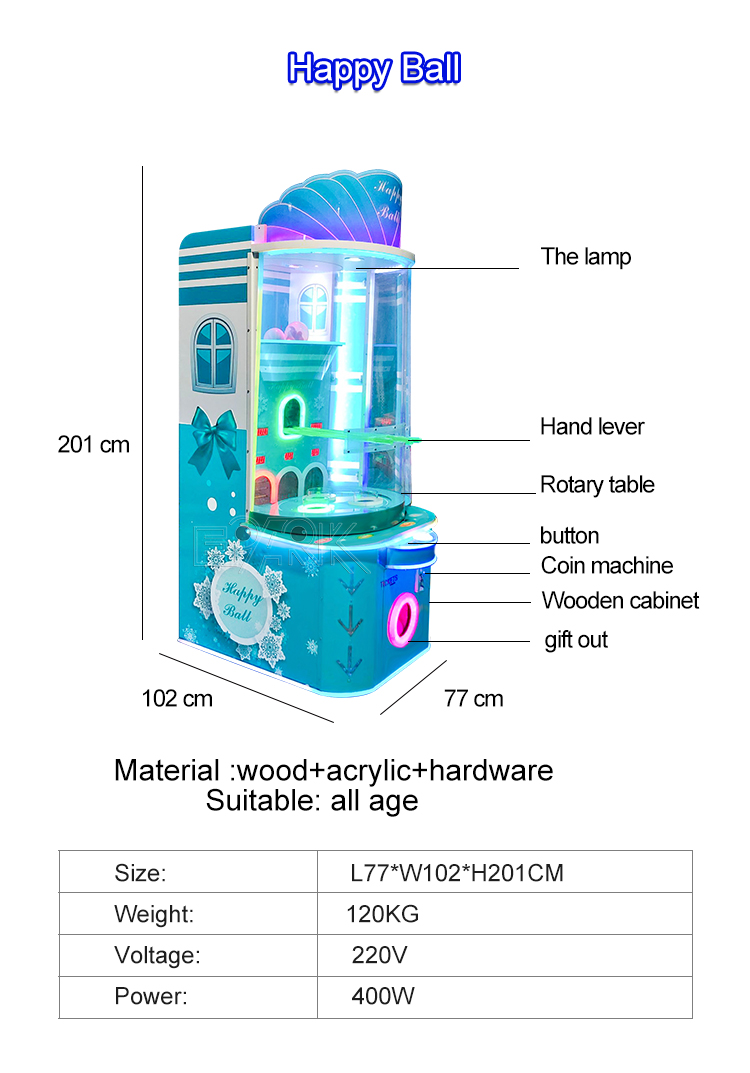 Amusement Park Coin Pusher Coin Operated Game Machine Happy Ball Capsule Gashapon Vending Machine details