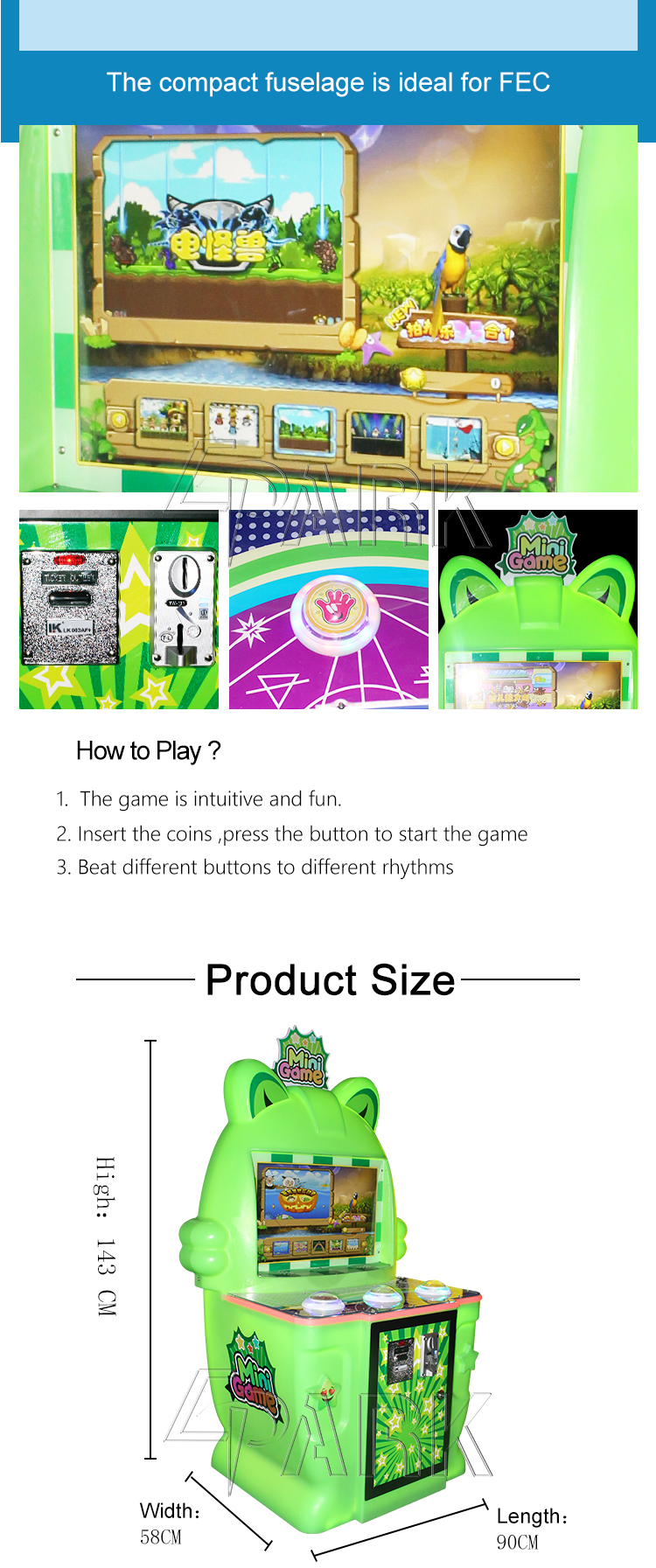 Amusement Park Kids Puzzle Game Arcade Game Coin Operated Patting Music Game Machine details