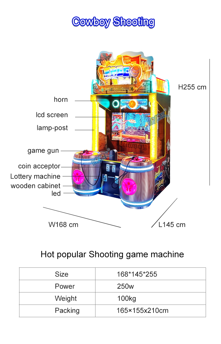 Coin Operated Free Bar West Cowboy Bar Kids Simulation Game Shooting Games Video Game Machine manufacture
