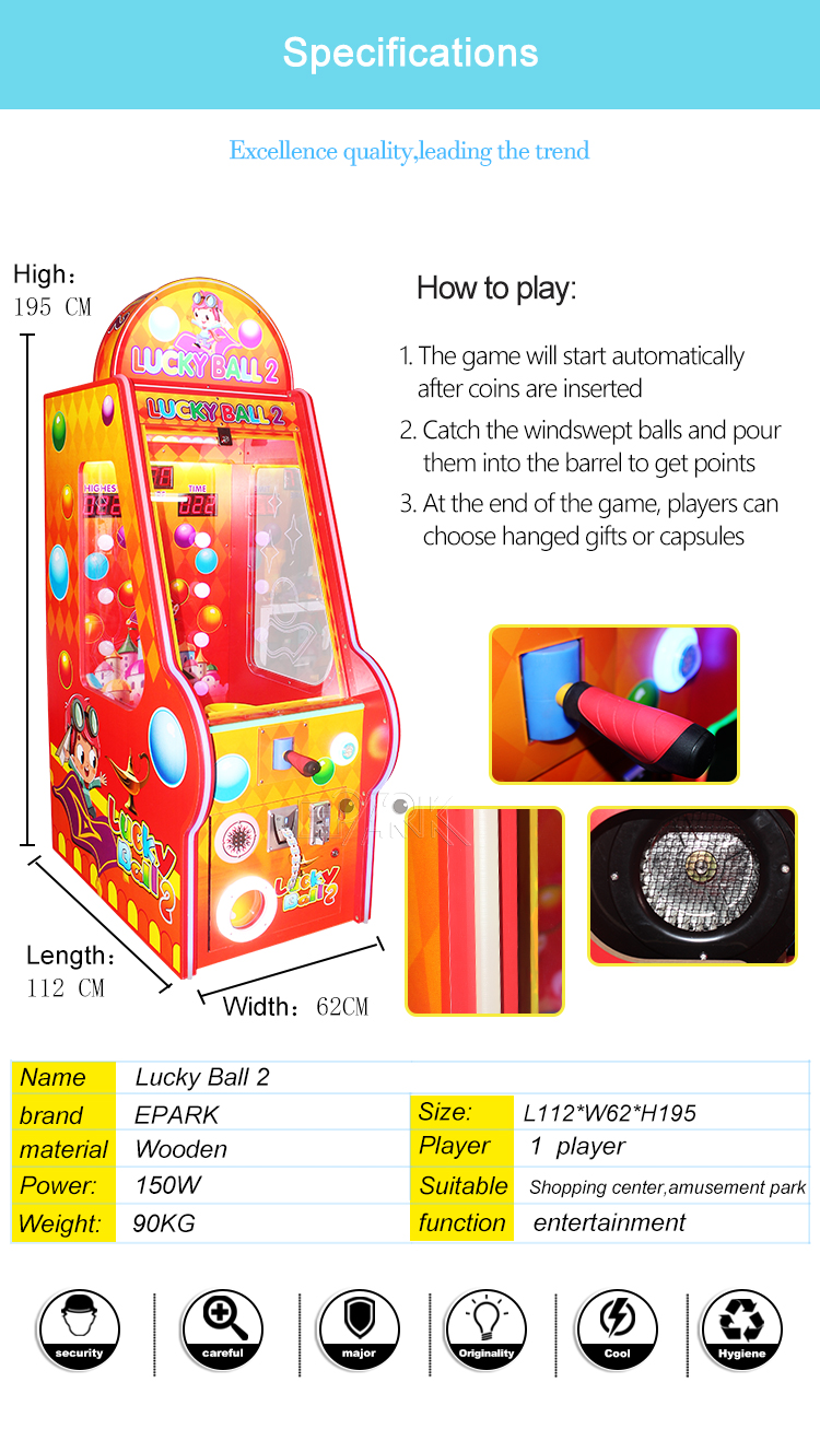 Lucky Ball Game Machine Redemption Tickets Arcade Game Machine factory