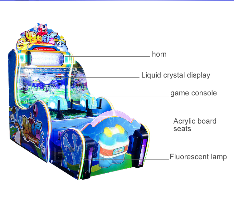 Coin Operated Monster Adventure Shooting Game Water Shooting Ticket Redemption Game Machine manufacture