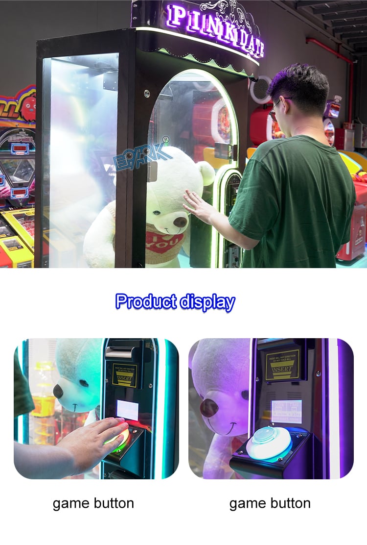 Coin Operated Pink Date Cut 2 Win Automatic Cut The Rope Prize Big Stuffed Toys Scissors Game Machine manufacture