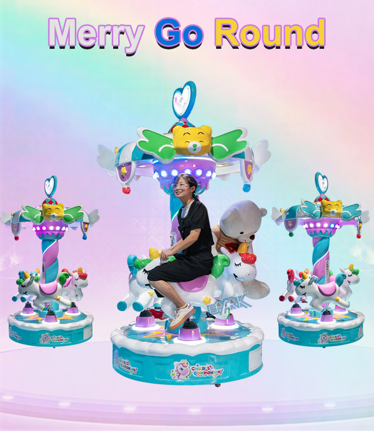 Newest Design Amusement Park Kids Carousel Ride 3 Seats Carousels Kiddie Rides For Sale factory