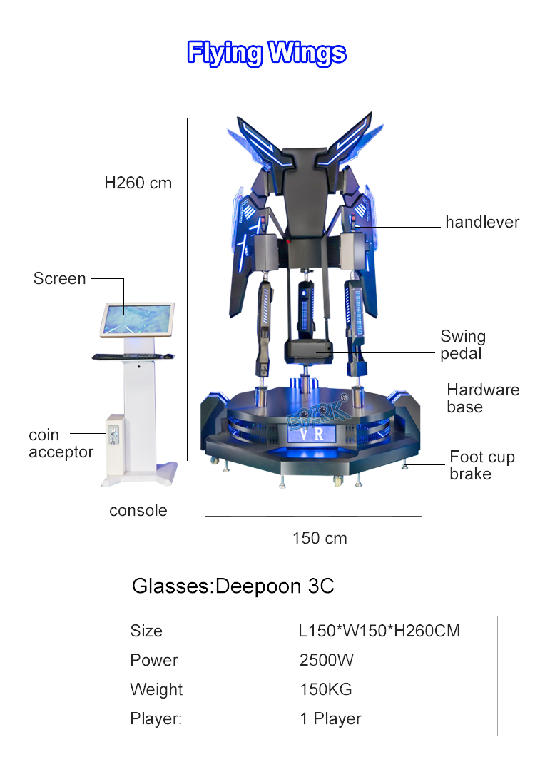 Stand Flying Birdly 360 Motion Roller Coaster 9d Vr Machine High Quality VR Flight Simulator details