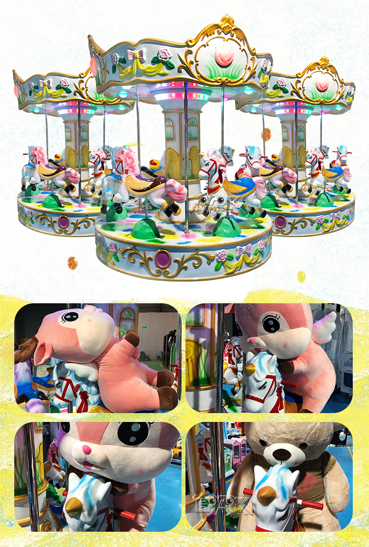 Amusement Park Kids Arcade Machine Children Merry Go Round Coin Operated 6 Seats Carousel details