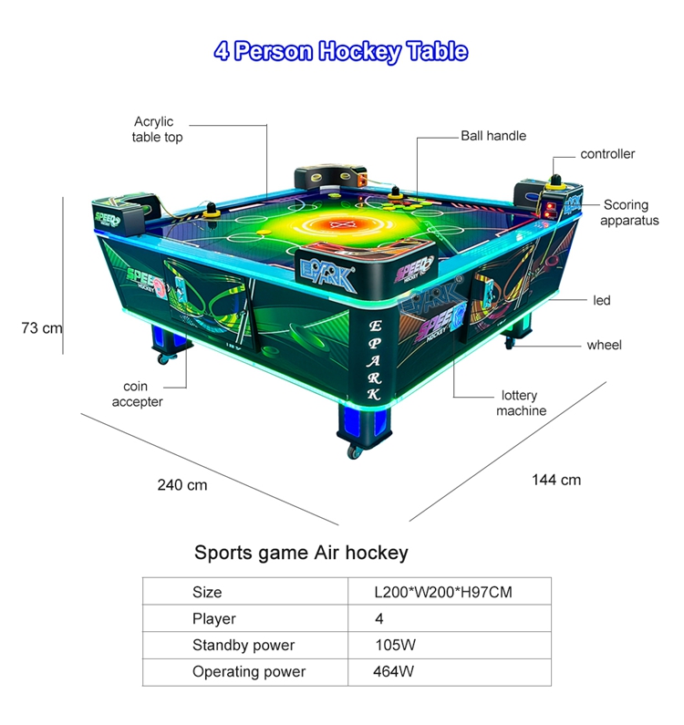 Newest Redemption Games 4 Players Hockey Game Machine Multi Player Air Hockey Table manufacture