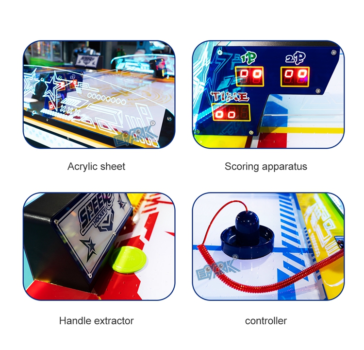 Commercial Amusement Park Interactive Dazzling Hockey Table Two Players Luxury Coin Operated Air Hockey Machine details