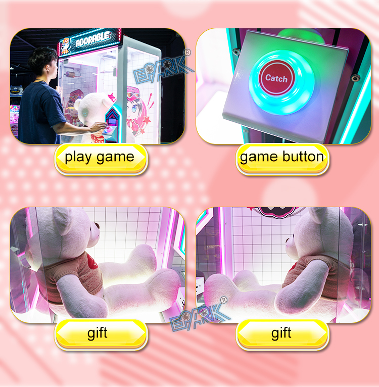 Coin Operated Arcade Pink Date Cut The Rope Game Machine Standing Indoor Push Prize Toy Crane Claw Machine manufacture
