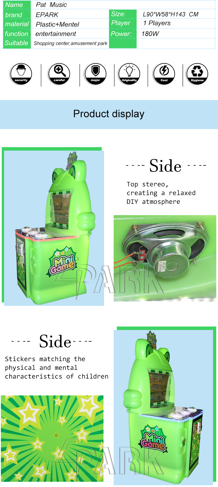Amusement Park Kids Puzzle Game Arcade Game Coin Operated Patting Music Game Machine details