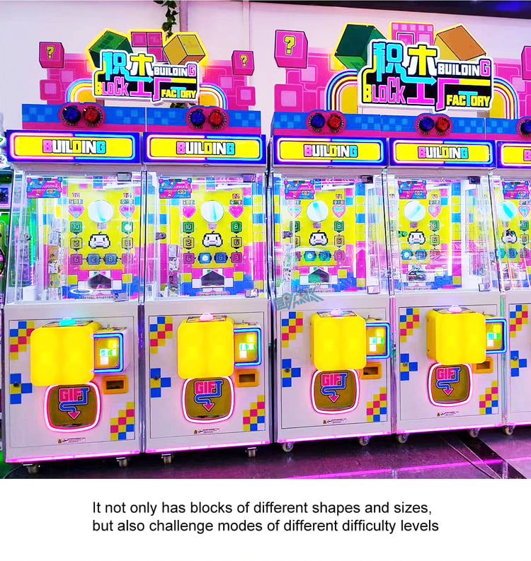 Design Advanced Technology Prize Machine Arcade Building Blocks Pusher Machine manufacture