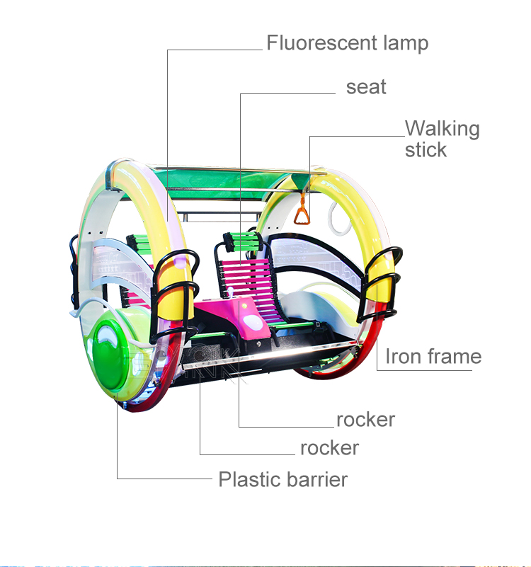 Children Adults Amusement Le Bar Swing Car Led Happy Car Moonwalk 180 Rolling Car For Sale factory